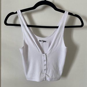 Joah Brown Snap Crop Tank in White